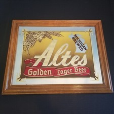 Vintage Altes Golden Lager Beer Michigan Brewed Mirror Beer Sign Wall Hanging picture