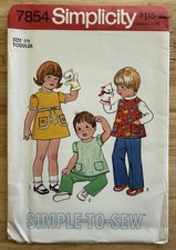 VTG Simplicity Pattern 7854 Toddlers’ Dress Or Top & Pants Size 1/2 Uncut FF picture