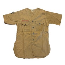 VTG 1950s 1960s Boy Scouts Shirt Tan Patched BSA 1950 National Jamboree Patch picture