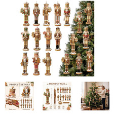 36 Piece Christmas Nutcracker Ornaments Set Wooden Gingerbread Nutcracker picture