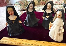 Lot 4 Nun Figurines Napco Ware HOMCO Japan porcelain hand painted 5” picture