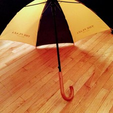 Plaza Hotel New york Yellow And Navy Stripe Umbrella - Wood Handle picture