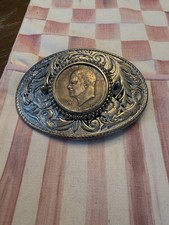 Vintage Western Belt Buckle w/ 1974 Eisenhower Silver Dollar picture