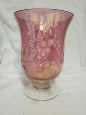 Lenox Pink Cranberry Hurricane Crystal Vase 9”x 6 1/4” picture