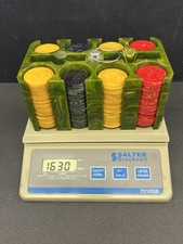 Vintage Catalin Bakelite Poker Chip Caddy  with Chips 1630 grams picture
