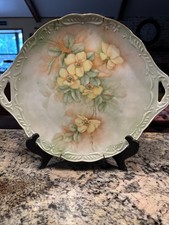 Vintage Cherri Miller Signed Hand-Painted Porcelain Serving Plate Wild Roses picture
