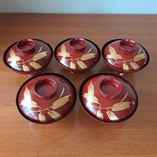 Japanese Tea Kaiseki Lidded Bowl Bamboo Leaf Design Lacquerware picture