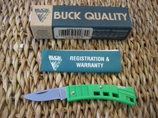 BUCK KNIFE 425 LIME GREEN / NEW OLD STOCK 2000 / HARD TO FIND COLOR MINT NEW picture