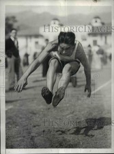 1935 Press Photo K Mickey Katz at Russell Cup track meet in broad jump picture