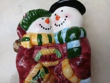 Vintage 80's Christmas Spoon Rest  Snowman & His Lady Cuddling, 8