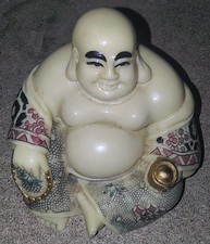 Vtg Chinese Japanese Hand Painted Engraved Happy BUDDHIST Statue Figurine *O. G* picture