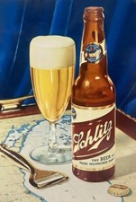 Schlitz Beer - Bottle, Glass & Opener New Sign-16x24