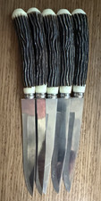 Classic Vintage Faux Stag Handle Carving 5 Steak Knives Stainless Steel picture