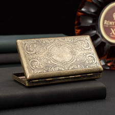 Retro Bronze Metal Cigarette Case Holder Box For King Size or 20's Cigarettes picture