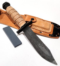Ontario USA Air Force 1 Stacked Leather Handle Combat Survival Knife 1499 F. 2nd picture