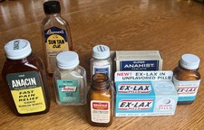 VTG Drugstore Medicine Bottle/Boxes Lot of 8 Apothecary Pharmacy Drugs  picture
