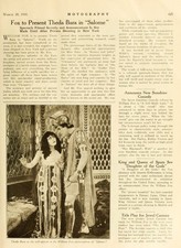 THEDA BARA - Actor - 1918 Magazine Article on Salome - 5 x 7 inch Reprint picture