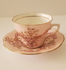 Vintage Rosina China Cup And Saucer Pink With Florals picture