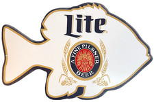 Miller Lite Fishing Metal Bluegill Sign 16