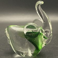 Green Cased Crystal Art Glass Elephant Figurine Paperweight Made in Italy 4