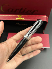 Cartier Gunmetal Black Silver Ballpoint Pen Engraved Luxury Gift Box 2026 New picture