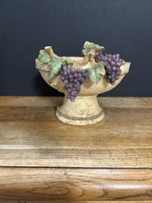 Vintage Casa Elite Footed Compote Bowl By M. Valenti Marble Looks W/ 3d Grapes picture