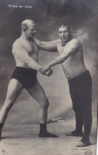 Vintage RPPC by Walery - Wrestlers Fingler and Kara Hamed - Gay interest picture