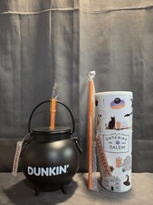 Salem Runs On Dunkin' Halloween Tumbler and Cauldron with straws picture