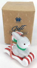 Vintage 1990s Avon Frosty Treats Rabbit Christmas Ornament With Original Box picture