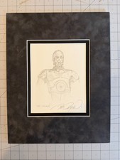 Original Dave Dorman Star Wars C-3PO Signed Pencil Drawing - Matted picture