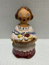 Rare Folk Art Hungarian Pottery Woman  Basket of Eggs Figurine Sculpture 4.25” picture