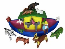 Concepcion Aguilar Noah's Ark Clay Ceramic Mexican Folk Art Figures Oaxaca 1980s picture
