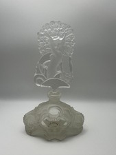 C.I.O. Czech Art Glass Perfume Bottle Nude Woman Peacock Stopper Vintage picture