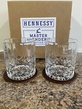 Hennessy rocks glass set of 2 with leather coasters picture