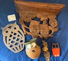 Vintage F.B. Rogers Italy Owl Trivet & more Owl Bundle  picture