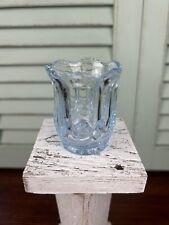 Vintage Blue Glass Toothpick Holder Scallop Edge Pressed Glass Galloway Pattern picture