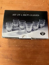 VTG  1990s Set of 6 Bohemia  24% lead crystal shot glasses Czech Republic picture
