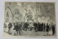 1885 magazine engraving ~ BURIAL OF CHARLES DICKENS, WESTMINSTER ABBEY picture