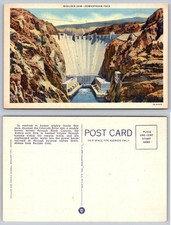 Vintage Boulder Dam Downstream Face Postcard Tichnor Linen Hoover Dam Nevada picture