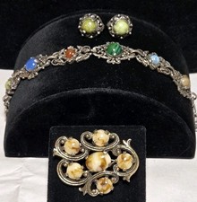 Vintage Miracle Jewellery Scottish Celtic Bracelet Brooch Earrings picture