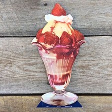 BIG Original 1950s F.W. WOOLWORTH SODA FOUNTAIN Ice Cream STRAWBERRY SUNDAE Sign picture