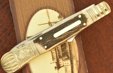 SCHRADE HAND MADE STAG RIVERBOAT DIRK LOCKBACK KNIFE FANCY BOLSTERS (32249) picture