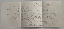 1893 The Green-Wood Cemetery, Dr. Brooklyn, New York Grave Payment Receipt picture