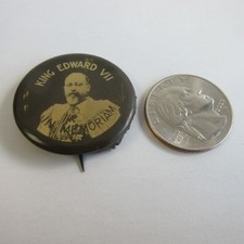 Antique King Edward VII in Memoriam Buttlon Pinback, Royal Family picture