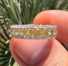 5.00CT Cushion Cut Lab Created Diamond Eternity Band Ring 14k White Gold Over picture