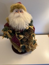 Decorative Santa Claus Figurine Red Coat Gold Pinecones Christmas Holiday Decor picture