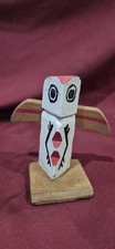 Vintage Manitoulin Island Canada Hand Carved Wooden Totem Pole Owl Figurine 3.5” picture