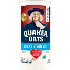 Quaker, Quick 1 Minute Oats, Oatmeal, Quick Cook Oatmeal, 42 oz Canister Dry Oat picture