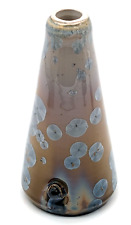 Crystalline Glaze Art Pottery Cone Shaped Vase Signed Hong Rubinstein 2018 picture
