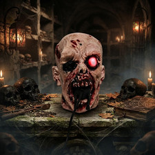 **Realistic Zombie Head Sculpture – Glowing LED Eye Halloween Decor** picture